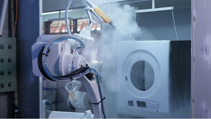 自動(dòng)化噴涂線(xiàn)噴涂加工滾筒干衣機箱體的好處